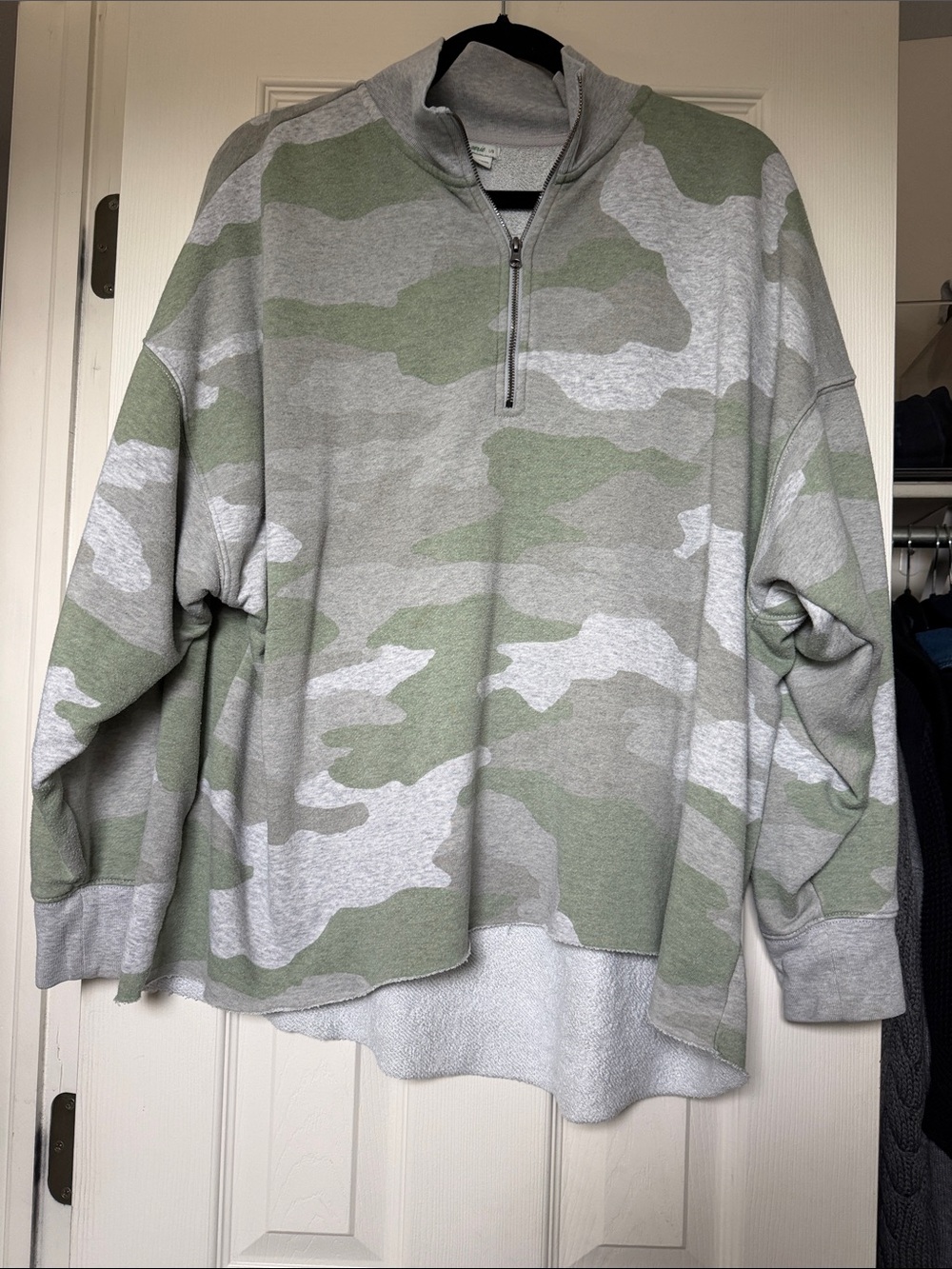 AERIE Camo Quarter-Zip Sweater
